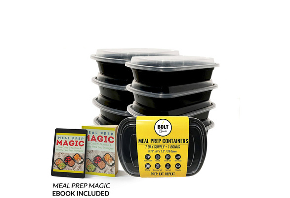 Bolt Goods MINI SMALL Plastic Meal Prep Containers (10 Pack 12 Ounce)  Durable Food Storage Bento Box Lunch Bowl Leak Proof Airtight Lids Portion  Control 21 Day Fix BPA Free USA Made