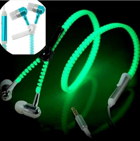 3.5 Mm In-ear Luminous Zipper Stereo Hands-free Headphone