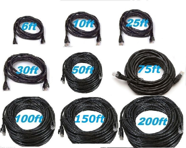 Cat 6 CAT6 Patch Cord Cable 500mhz Ethernet Internet Network LAN RJ45 UTP BLACK 