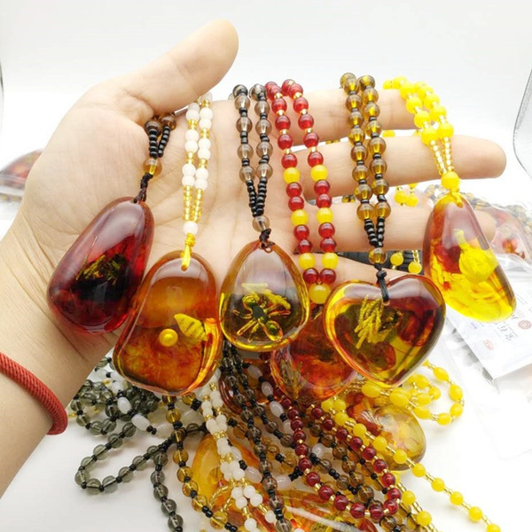 fossil amber necklace