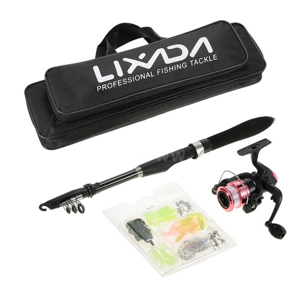 Lixada Professional Fishing Tackle Kit Portable Lure Rod Reel Set