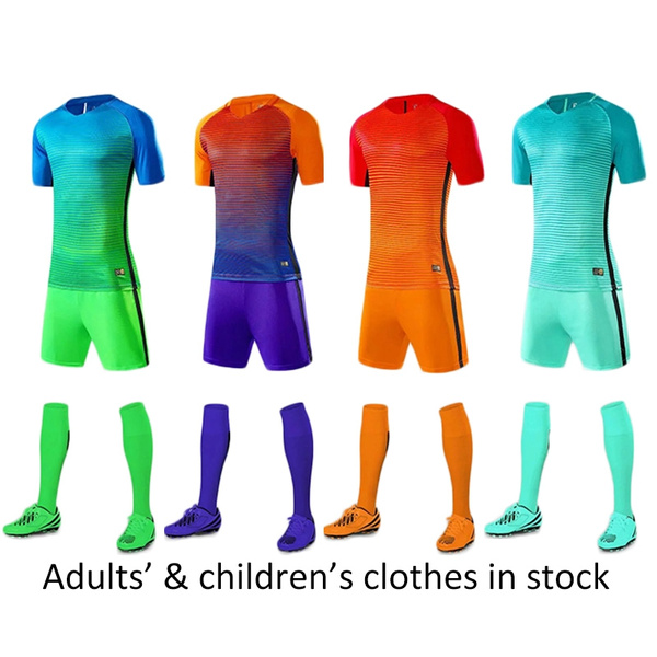 Shorts,Socks,Towel,4in1 Gift Set Training Suit,Blue & White 20/21 Soccer Football Kit for Kids Youth,Short Sleeve Soccer Jersey 