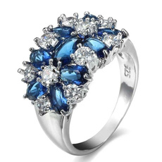 Sterling, weddingengagementring, Blue Sapphire, sterling silver