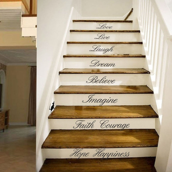 DIY Home House Stair Steps Wall Decal Letter Sticker Staircase D& Vinyl ...