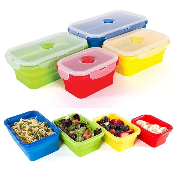 Thin Bins - Collapsible Silicone Food Storage Container Set Extra Rectangle | Large