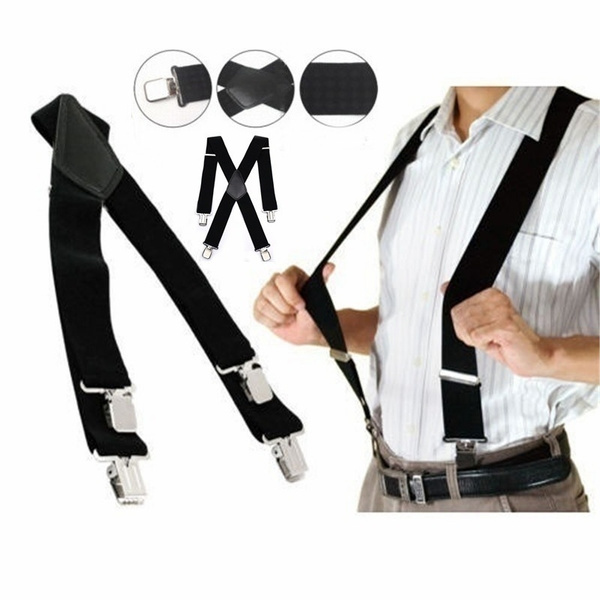 Fashion Unique Women Female Men European American Style Solid Casual  Accessories Men Leather Alloy Casual Men's Braces Strap Durable Braces  Western Style Suspenders Solid Color Elastic Belts Straps X-Back Trousers  Braces Clip-on