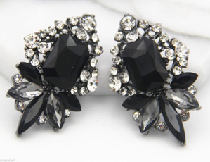 Women, black, Fashion, Gemstone Earrings