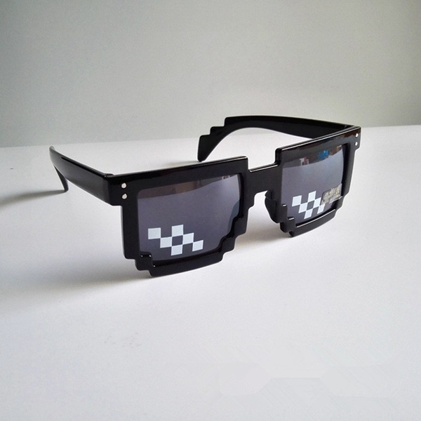 Thug Life Glasses Deal With IT Sunglasses Black Pixilated Mosaic Sunglasses New