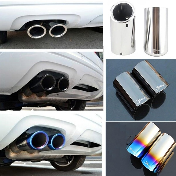2PC High Quality Stainless Steel Car Exhaust Pipe Cover Muffler Tip