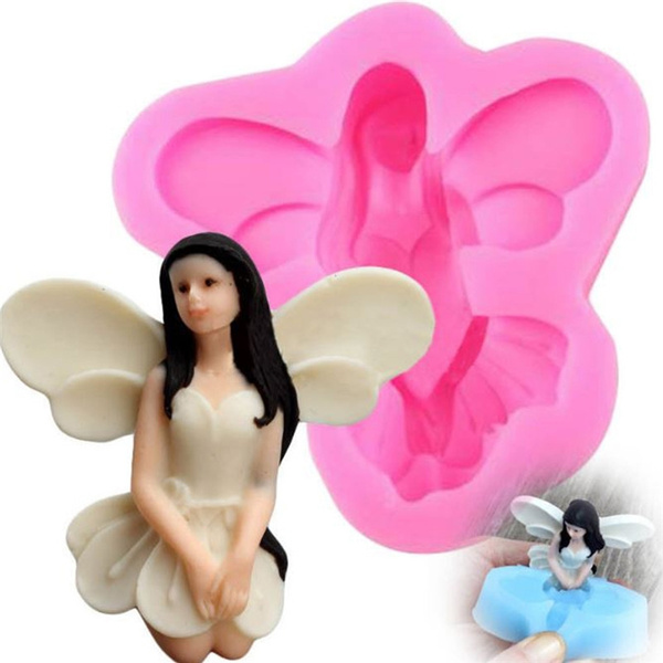 3D Fairy Angel Elf Silicone Fondant Mold Cake Chocolate IcingSugarcraft Mould .*