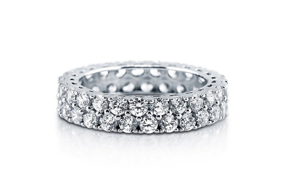 Sterling Silver .925 Women's CZ Round Pave Set Eternity Wedding Band Ring 4-10 