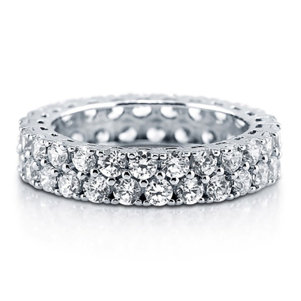 Sterling Silver 925 CZ Pave Round Fashion Eternity Wedding Band Ring Sz