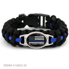 Black Blue THIN BLUE LINE American flag Paracord Survival Outdoor Camping Bracelet for Women & men Girlfriend Sports Jewelry