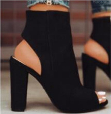 HOT SALE 3 Colors Women High Heel Open Toe Short Boots Plus Size Suede Sandals