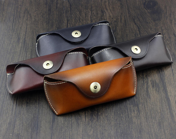 Real Cow Leather Handmade Glasses Pouch Vintage Sunglasses Belt Loop 