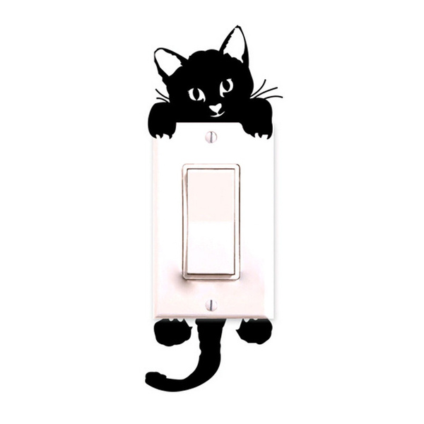 Cat Wall Stickers Light Switch Decor Decals Art Mural Baby Nursery Room Stickers Muraux Chat Interrupteur Decor Stickers Art Mural Bebe Chambre D Enfant Katze Wandaufkleber Lichtschalter Dekor Abziehbilder Kunst Wandbild