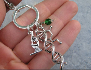 Personalized Scientist Keychain, DNA Double Helix Zipper Pull, Geek Techie Science Accessory, Chemist Keychain Lanyard, Lab Gift