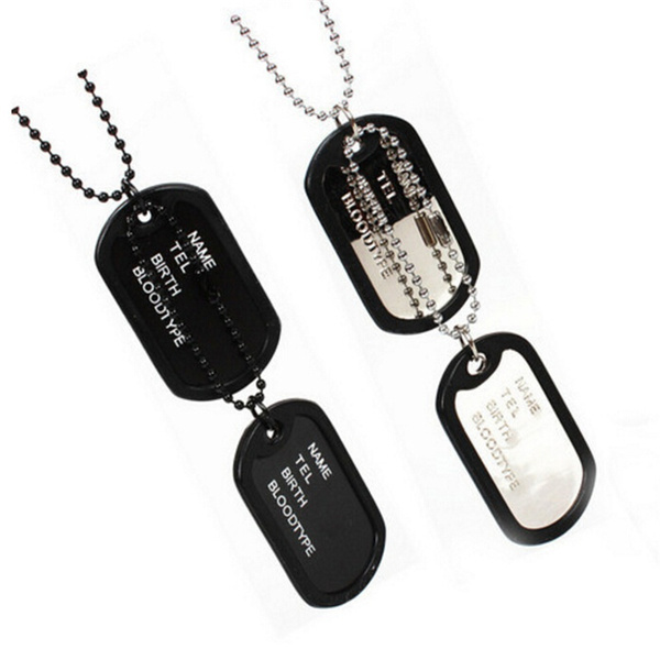 Military Army Style Black Dog Tags Chain Men's Pendant - Temu