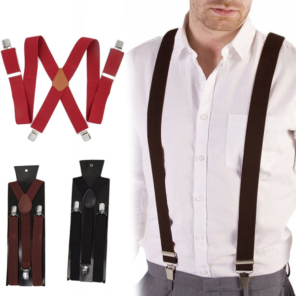 Trimming Shop Unisex Elastic Suspenders Y Shape Plain Adjustable Braces  with Strong Metal Clip on for Trousers, Jeans, Pants, Shorts (25mm Wide,  Black) - Walmart.com