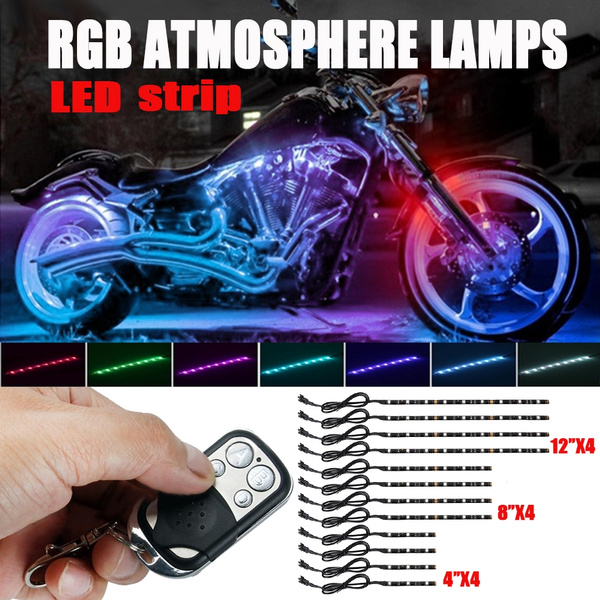 12 Motorcycle LED Neon Under Glow Lights Strip Kit For Harley Davidson Extension