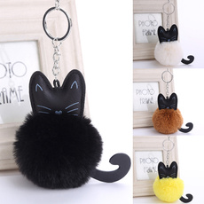 Fur Fluffy Cat Key Rings Pendant Fashion Jewelry Bags Hang Pendant Accessories