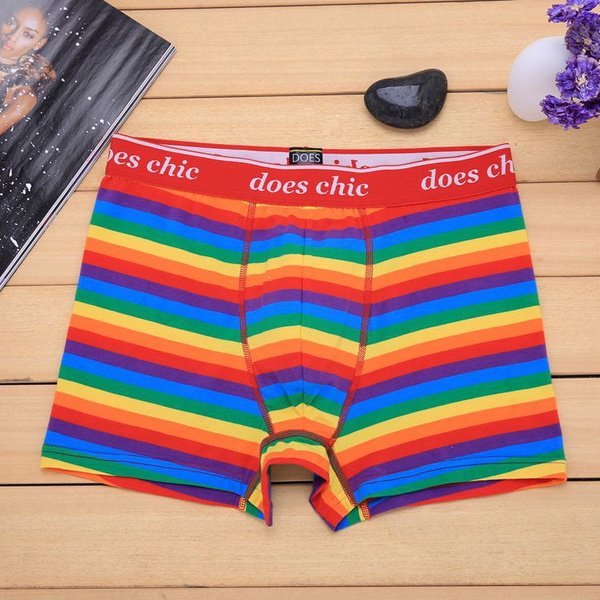 New Style Underwear Striped Boxer Rainbow Color Stripe Cotton