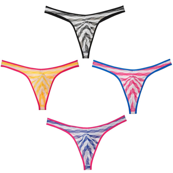 Sexy Bikini Underwear Ripples Protruding Pouch Men's Thongs G-Strings ...