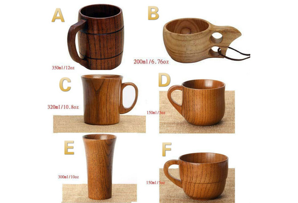 Wooden Coffee Cup Tea Beer Juice Milk Water Drinking Mug Handmade Natural Wood
