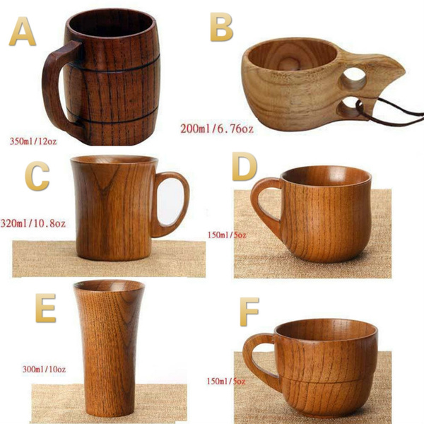 Coffee Tea Cup Wooden Cup Primitive Handmade Natural Beer Juice Milk Mug 
