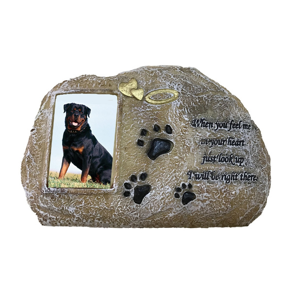 Dog Memorial Features a Photo Frame Paw Print Pet Memorial Stone 