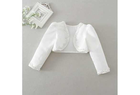 Choomomo Kids Girls Long Sleeve Lace Bolero Cardigan Shrug Flower Girl Pageant Wedding Dress Jacket Cover Up