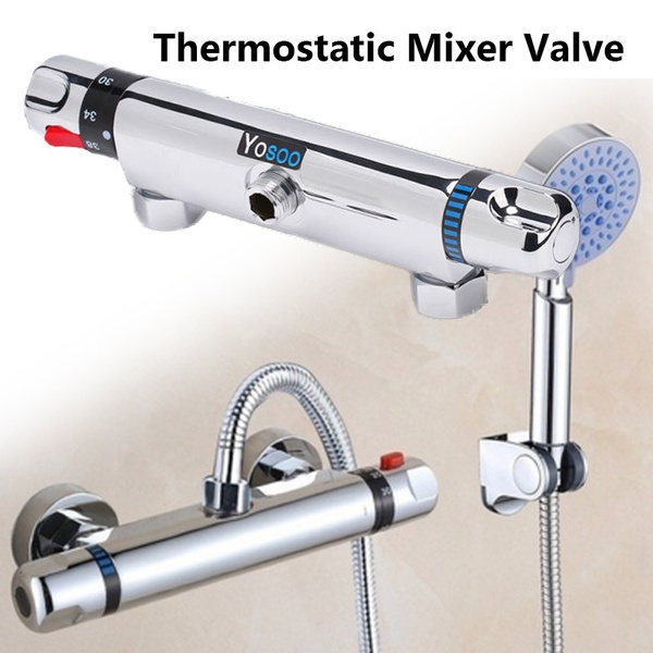 Chrome Brass Thermostatic Mixer Tap Shower Faucet Control Valve Wall Bathroom