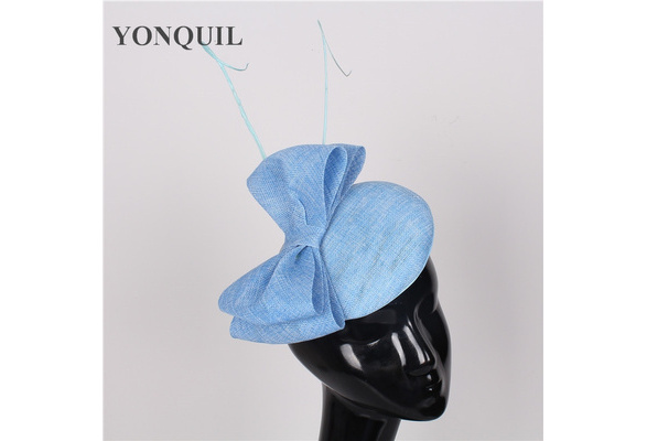 universiteitsstudent fiets overschrijving High sale 17 colors light blue fascinator with Ostrich pole sinamay fascinators  hats women wedding hair accessories occasion hat SYF79 | Wish