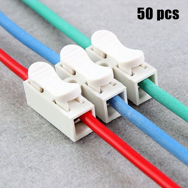 50pcs/lot Push Type Wire Connector 2P Butt Joint Terminal Blocks for ...