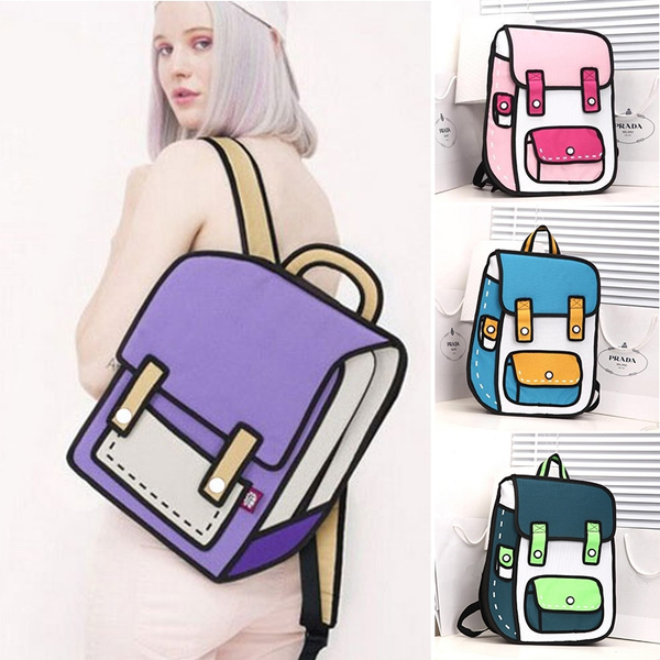 2d Drawing Cartoon Bag, 2d Cartoon Backpack, 3d Backpack Drawing