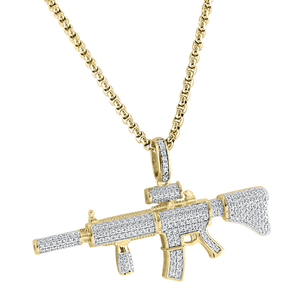 Mens AK47 Assault Rifle Gun Pendant Necklace with 18K Gold Plated Wheat  Chain : Amazon.ca: Clothing, Shoes & Accessories