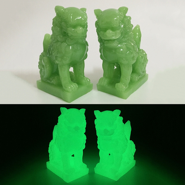 A Pair Luminous Chinese Jade Lion Statue Sculpture Animals Figurine