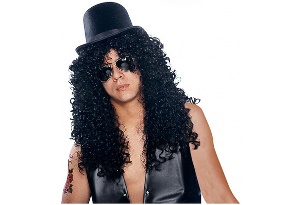 Curly Black Rocker Wig Slash Costume Accessory Adult Wish