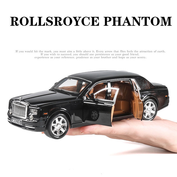 UK Black Rolls-Royce Phantom 1:24 Diecast Alloy Model Car Toy Sound&Light ZE 