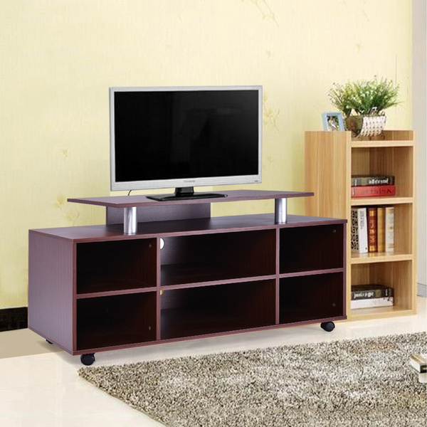 Wheeled TV Stand Entertainment Center Media Console Storage Furniture Wish