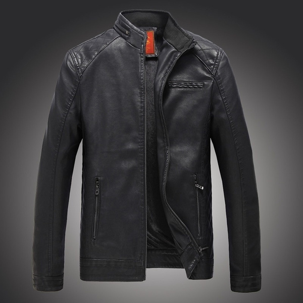 stand collar leather jacket