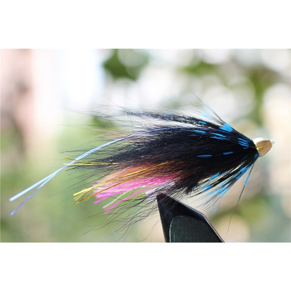 24 pcs/lot Blue&Black Feather Cone Head Tube Fly Streamer Fly Salmon Trout  Steelhead Fly Fishing Flies Lures