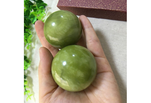 Chinese Health Exercise Stress Jade Stone BAODING Balls Relaxation Therapy 48mm
