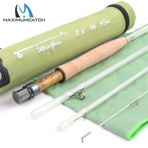 Maximumcatch Fiberglass 8.6FT 6WT 4 Sections Fly Rod Transparent Three  Colors Fly Fishing Rod With Cordura Tube