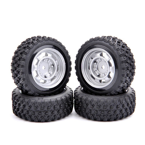 4Pcs Rubber Tires and Wheel Rim 12mm Hex For HPI HSP RC 1/10 Model Rally Car