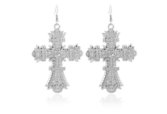 rhinestone cross earrings