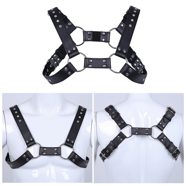 Faux Leather Cosplay Chest Harness / Buckles Harness for Men