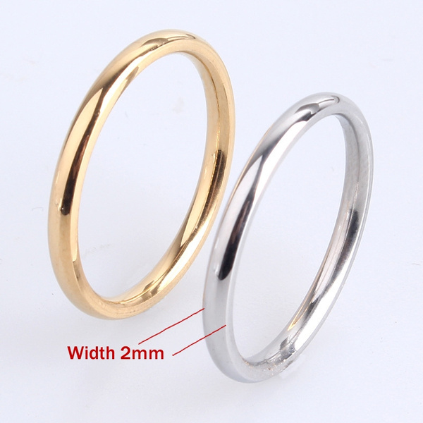 Glaze Polish Plain Stainless Steel 3mm Domed Comfort Fit Wedding Band Thumb Ring 