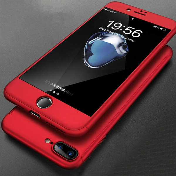for iphone8 case 360 Degree Full Cover Red Cases For iPhone 6 6s 7 Plus Case wish Tempered Glass Cover For iphone 7 7Plus 6s Phone Case Capa For ...