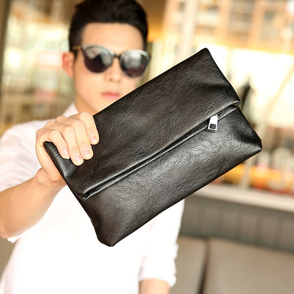 Leather Wristlet Clutch for Men Zippered Clutch Men Mens 